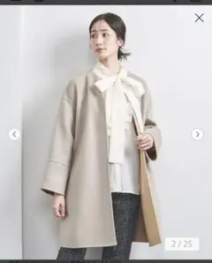 新品UNITED ARROWS カシミヤ100%ノーカラーコート 38