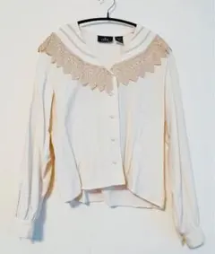 レトロ古着 ブラウス ヴィンテージ シャツ レース 襟 オフホワイト