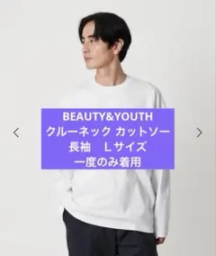 【美品】BEAUTY&YOUTH プラチナ ポンチ クルーネック カットソー