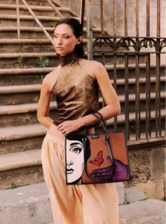 【新品未使用】イタリア製　2wayスクエアバッグ 本革・ジャガード織