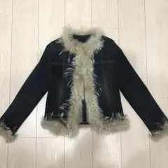ファー付き デニムジャケット レディース