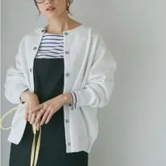 LB.04／ライトスポンディッシュメタルスナップカーディガン　ナノユニバース