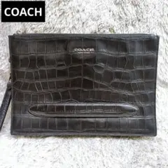 ❤良品❤希少！COACHクロコ型押し セカンドバッグ クラッチバッグ 黒 メンズ