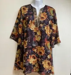 花柄長袖ワンピース