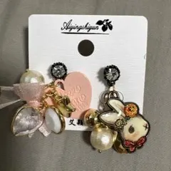 うさぎ・ハートモチーフ アシンメトリーピアス