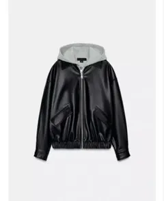 完売品⭐︎ZARA コントラストフェイクレザージャケット XS ブラック