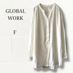 GLOBAL WORK グローバルワーク バンドカラーチュニックシャツ 白 F