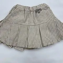 90cm キュロット　ギンガムチェック　プリーツ　プティマイン