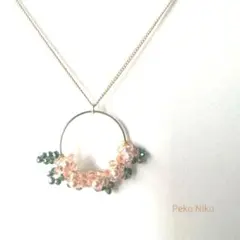 送料無料☆ラッピング無料＊～ガラスの花飾り～桜 ネックレス 葉つき