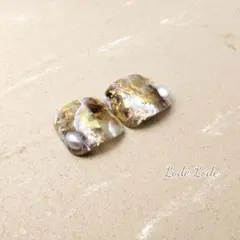 フットネイル　Lサイズ　ブラウン×グリーン