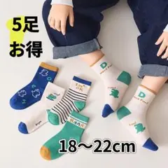 恐竜柄キッズ靴下5足セットXL_9~12歳(18～22cm) カラフルなデザイン