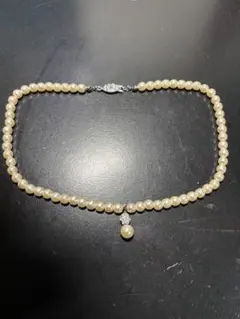 パールネックレス ダイヤモンド風装飾付き　2個セット