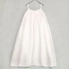 美品★ネストローブ リネンキャミワンピース ロング 白 F