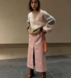 AMERI DEEP SLIT FAKE LEATHER SKIRT