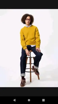 UNIQLO ラムクルーネックセーター S イエロー ユニセックス 美品