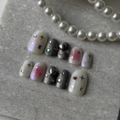 韓国ネイルチップ　ワンホン　バレエコア　チークy2k 現品