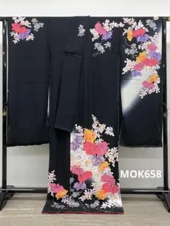振袖 仮絵羽 銀 金駒 金彩 紋意匠 正絹 未仕立て品 八掛付き MOK532