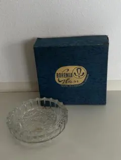 ❰希少旧チェコソロバキア❱未使用ボヘミアクリスタル灰皿 ハンドカット 箱付き 未使用品 BOHEMIA Glass クリスタルガラス 灰皿 チェコスロバキア製