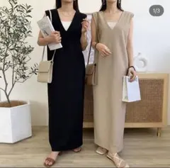 【新品タグ付き】blate 美ラインVネックワンピース　ブラック