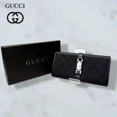 56 美品 GUCCI 長財布 ジャッキー GGキャンバス 黒 k8
