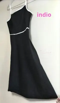 【indio】ブラックキャミソール膝丈ワンピース　細身、キッズにも