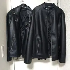 VICCI 黒レザージャケット シングル　ダブル ライダース セット