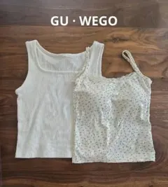 短丈タンクトップ 　花柄キャミソール２枚セットSサイズ相当