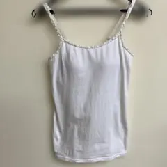 NICE CLAUP レース付きホワイトキャミソール　カップ付き