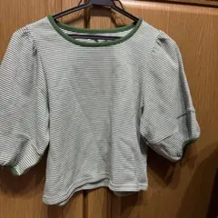 RETRO GIRL ボーダー パフスリーブ カットソー グリーンのサムネイル