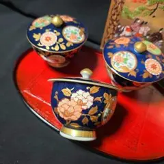 古伊万里　染付　向付　寿　壽　江戸時代　丸紋　金直し　金継ぎ　骨董　アンティーク 古伊万里染付 寿風景紋角向う付 16客 | 賢祥堂 うつわ店