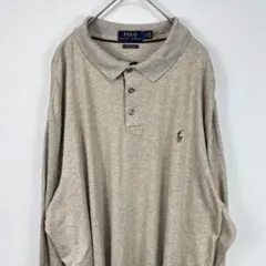 USA古着 Ralph Lauren ラルフローレン 長袖 ポロシャツ ベージュ