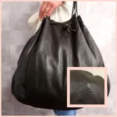 プラダ ロゴ型押し ラムレザー 巾着 ショルダーバッグ ダークブラウン A4可