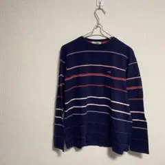 メンズ 長袖 ボーダー カットソー ネイビー系 Mサイズ　ロンT