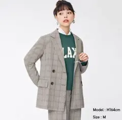 テーラードダブルブレストジャケット(チェック)