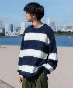 ONCILY BRUSHED BORDER KNIT / ボーダーニットLサイズ