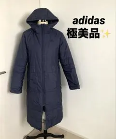極美品✨アディダスadidas ベンチコートロングコート　ネイビー紺S刺繍