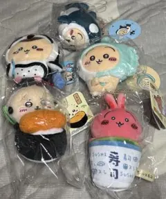 ちいかわ 5点セット うさぎ らっこ先生 栗まんじゅう 寿司 水族館 マスコット