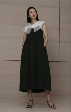 resil　ジャガード　ロング　キャミワンピース 　ブラック
