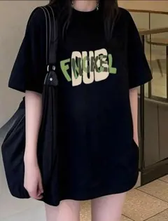 shein ロゴプリント 半袖Tシャツ ブラック M