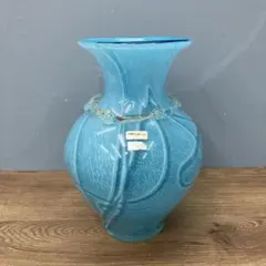 4F Art Glass アートガラス 花瓶 ブルー 日本製 手作り 吹きガラス