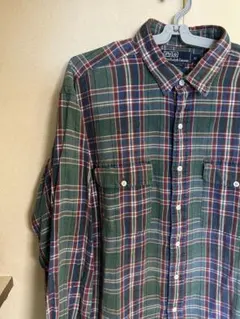 じ*読様 ポロ　ラルフローレン　チェック　コットン　ネルシャツ　XL