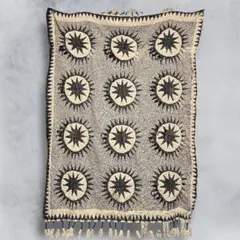 BOZD 総柄 ラグ 古着 星 幾何学模様 エスニック タペストリー 絨毯