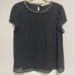 ZARA TRAFALUC ビジュー付き ブラウス 半袖 ノースリーブ シアーのサムネイル