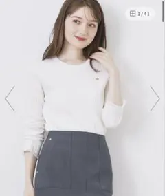 index ゴールドプレート付きケーブルニット【洗濯機OK】