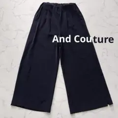And Couture アンドクチュール ワイドパンツ サイドスリット ネイビー