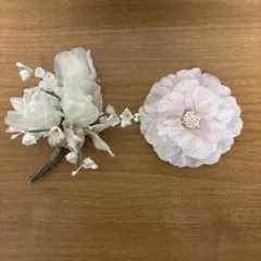 ホワイトフラワー　ピンクフラワー　コサージュ　2個セット