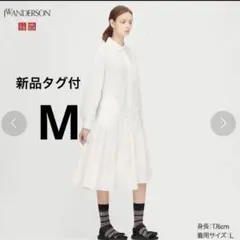 JWアンダーソン×ユニクロ　プリーツシャツワンピース　デニムシャツワンピース　M