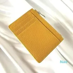 本革 ミニ財布 カードケース 定期入れ イエロー 匿名配送5236-30m