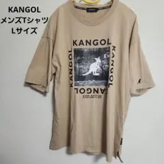 KANGOLカンゴール メンズTシャツ Lサイズ ベージュロゴ刺繍
