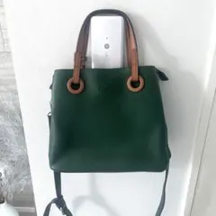 【美品】FIRANO フィラノ 緑 レザー ハンドバッグ グリーン